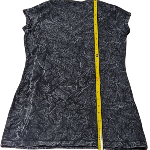 Love Kills Slowly Sparkle Skull Tattoo Style Ocean City Crinkle Print Skinny Tee - Picture 8 of 10